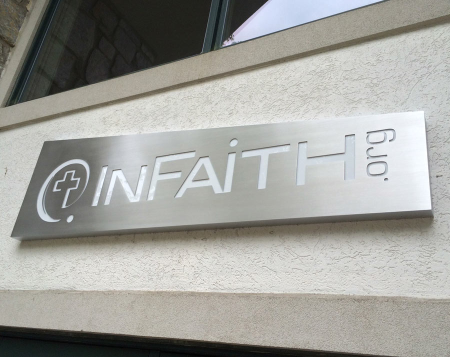 Infaith Aluminum Sign closeup