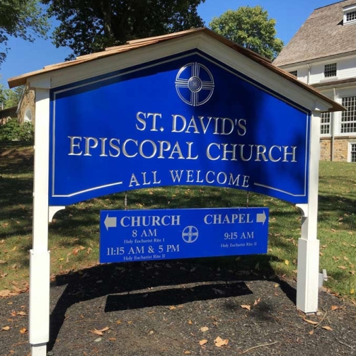 St. David's Episcopal Church Post & Panel with Hanging