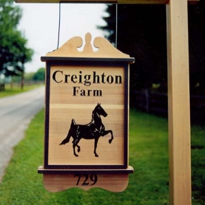 Creighton Farm Redwood Sign