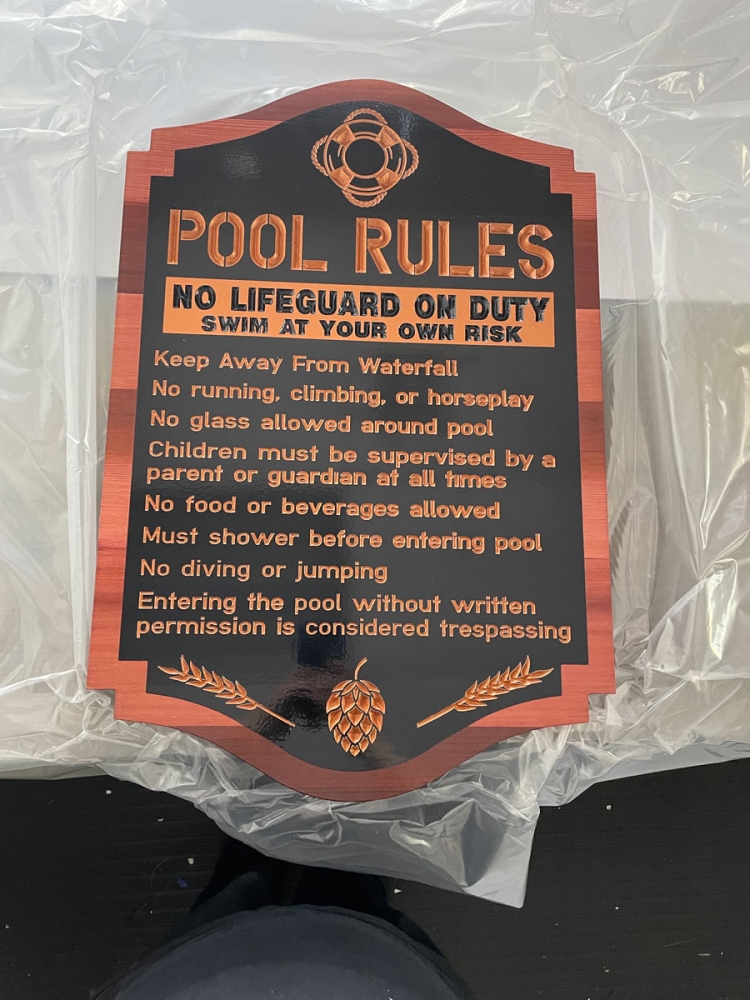 Pool Rules Carved Cedar Sign