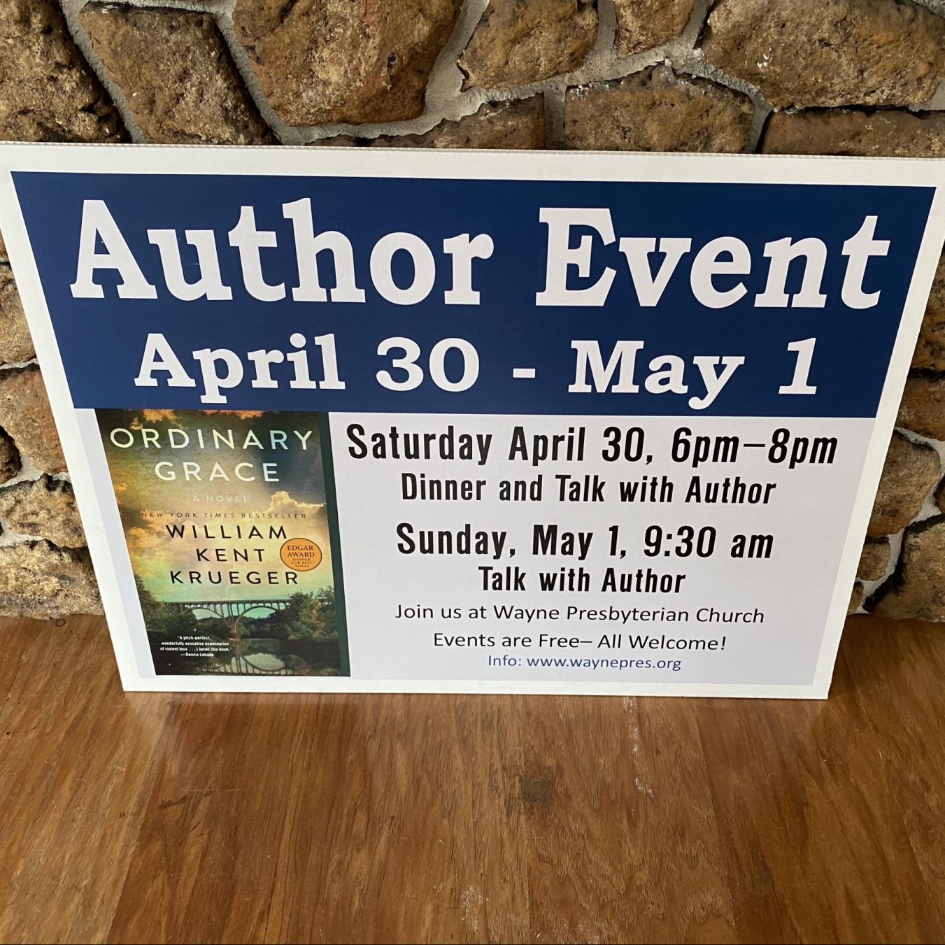 Wayne Presbyterian Church Author Event closeup