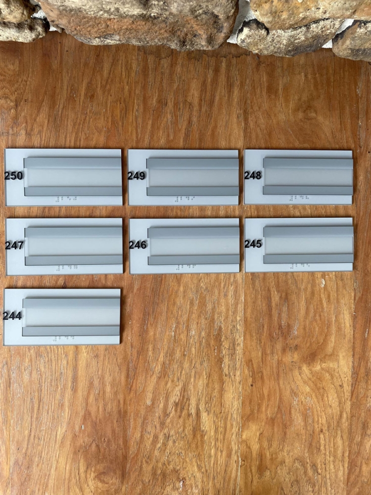 Architectural Room Number Signs with Window Insert Panels and Braille