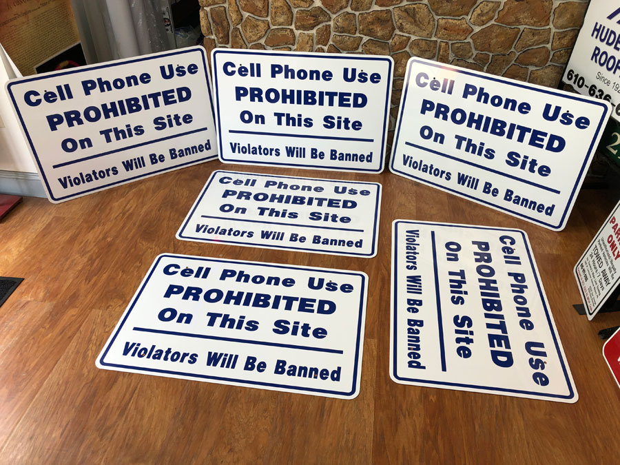 Cell Phones Prohibited Safety Signs