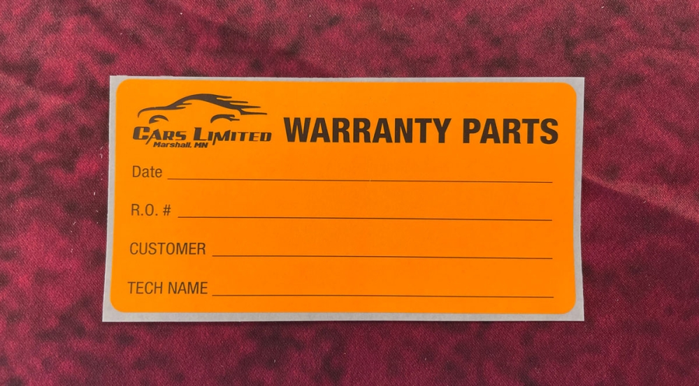 Warranty Parts Decal