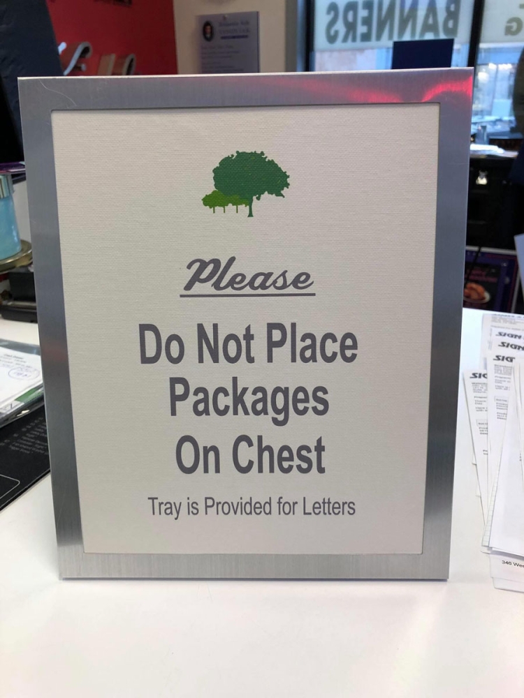 Please Do Not Place Packages Sign