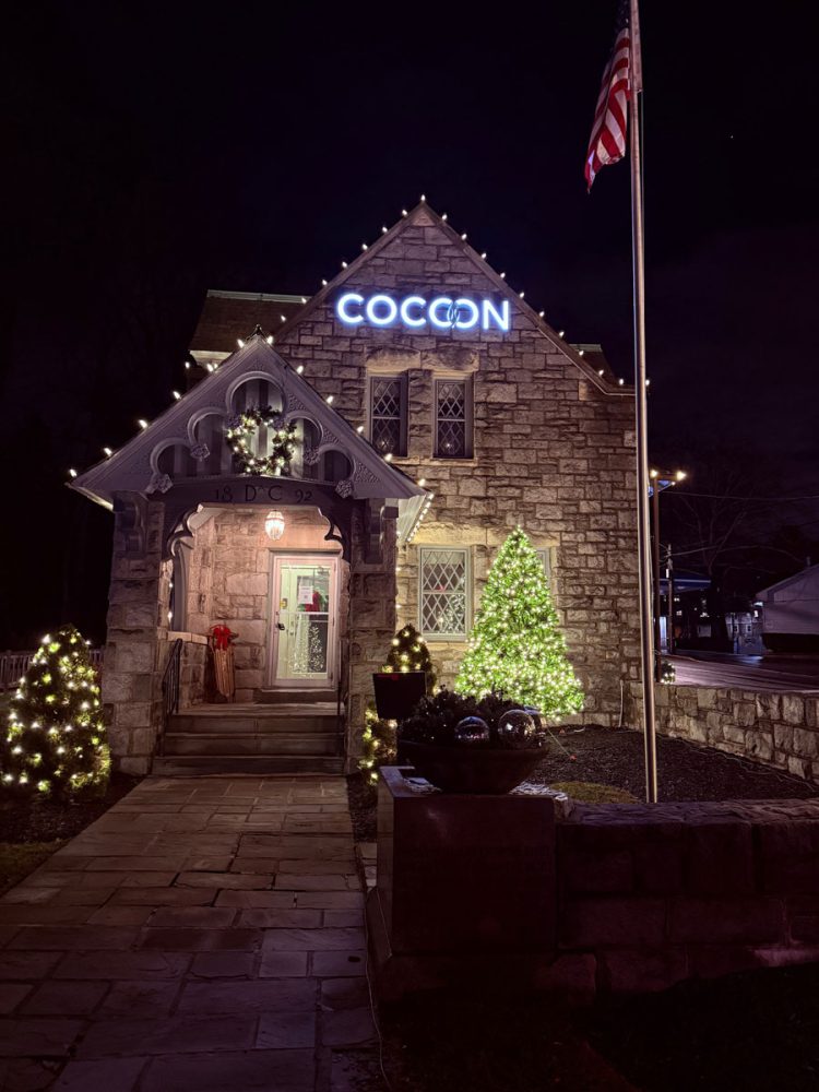 Cocoon Patina Channel Letters Front Night