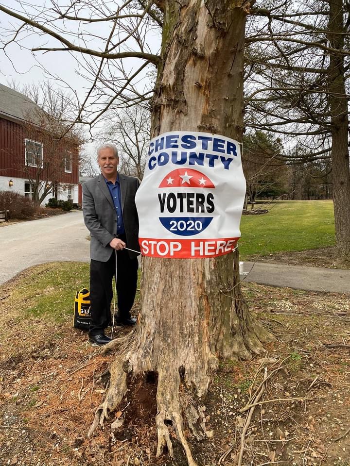 Chester County Voters Banner Around Tree