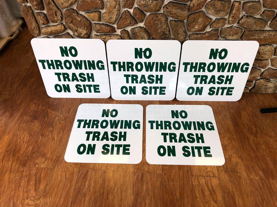 No Trash Aluminum Signs