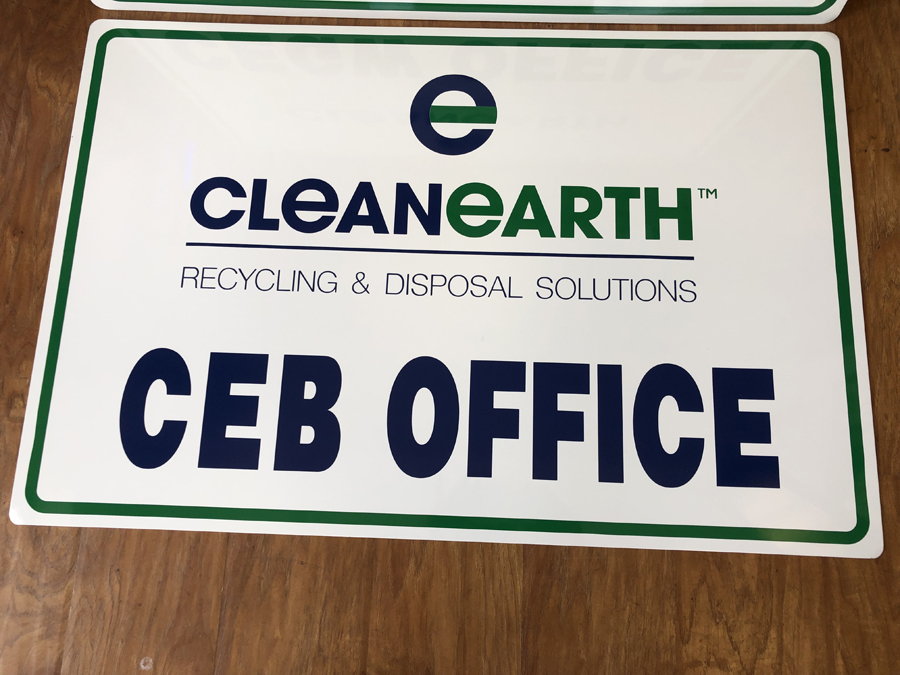 CleanEarth Office Signs closeup