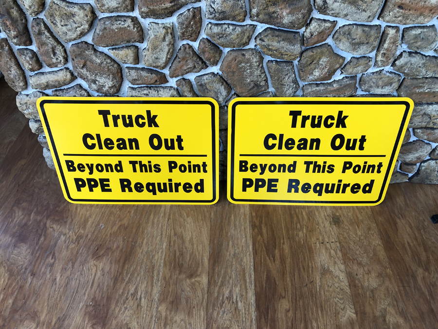 Truck Clean Out Safety Signs closeup