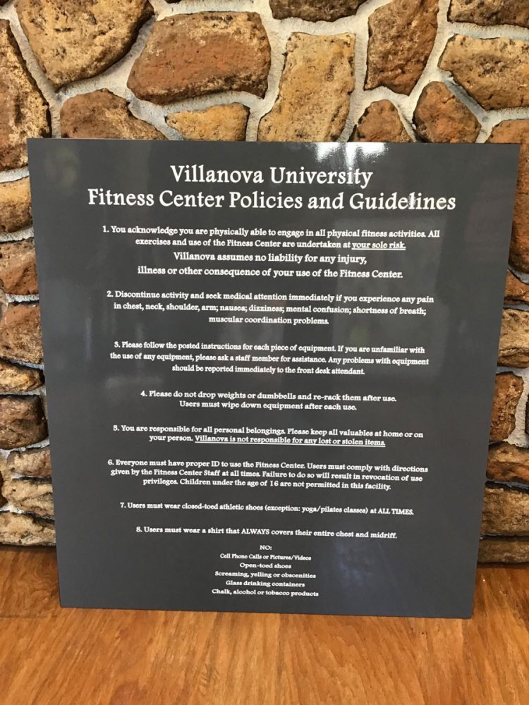 Villanova University Fitness Center Polices and Guidelines