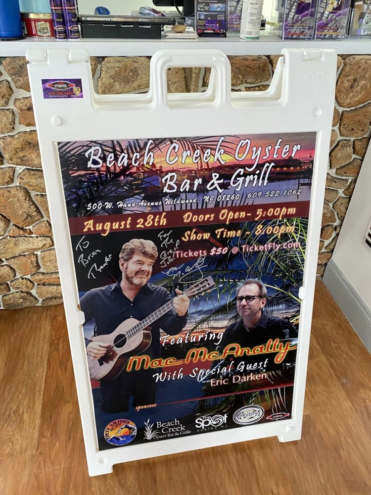 Beach Creek Oyster Bar & Grill Plastic A-Frame closeup