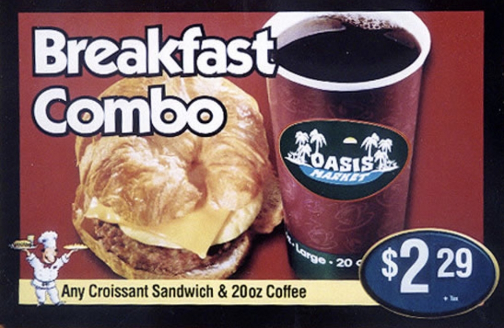 Oasis market Breakfast Combo Menu Board