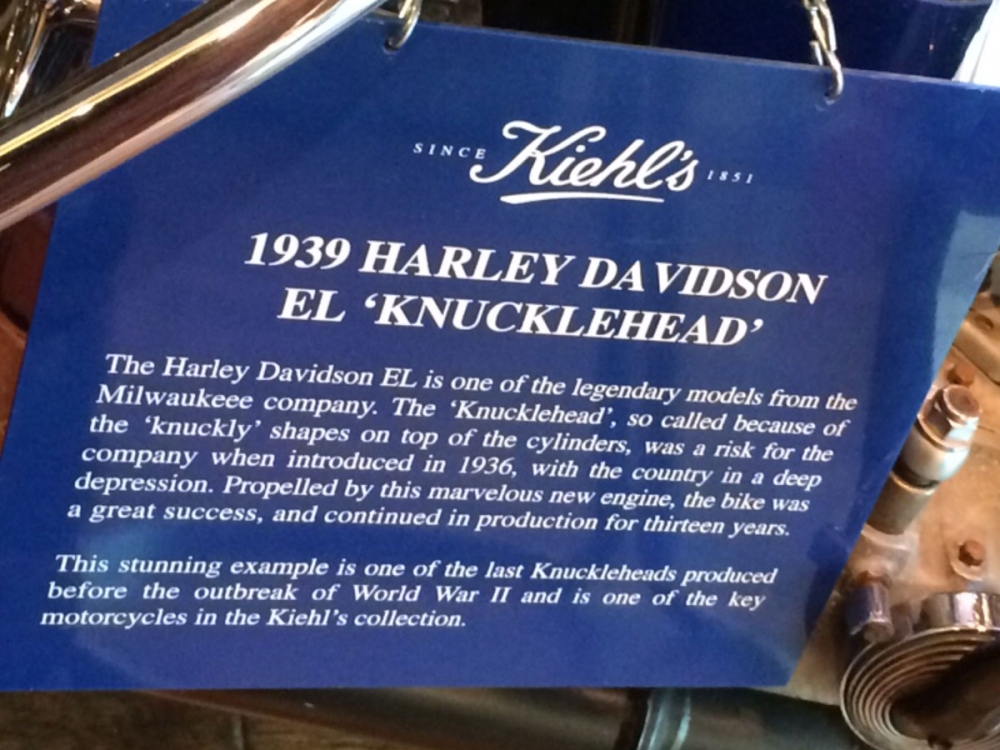 Kiehl's 1939 Harley Davidson Name Plate closeup