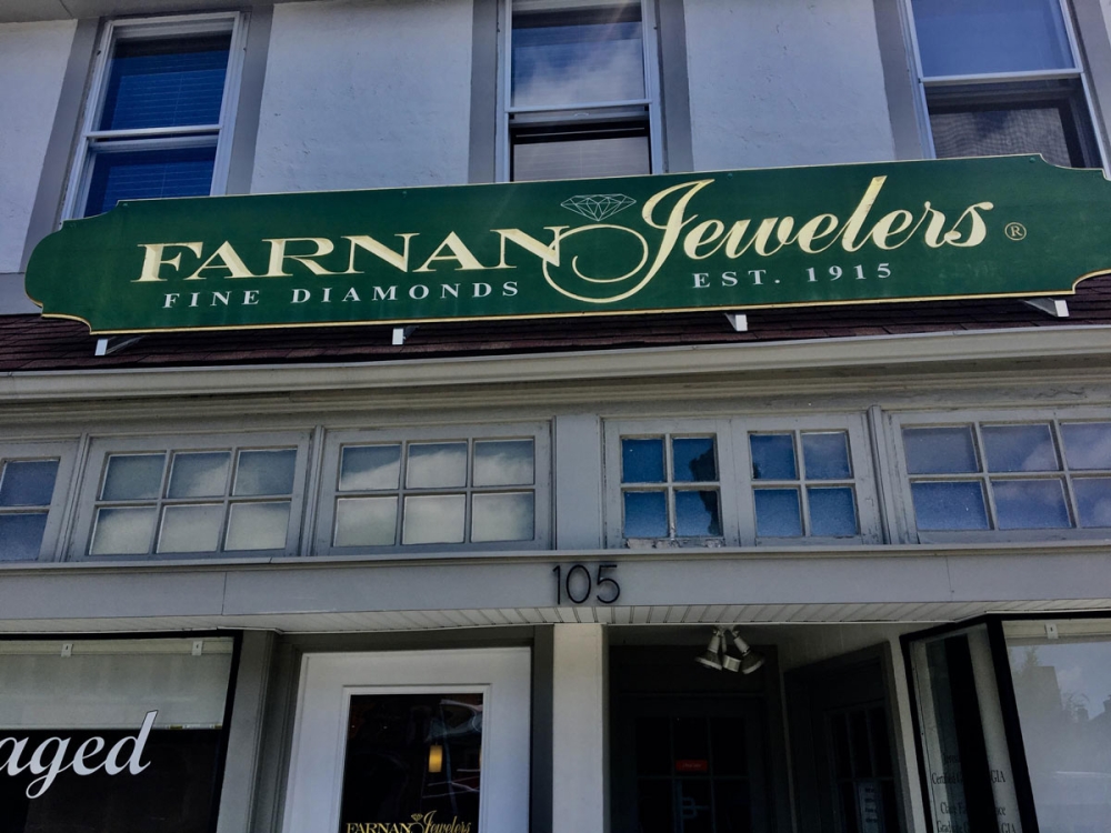 Farnan Jeweler's Redwood Sign