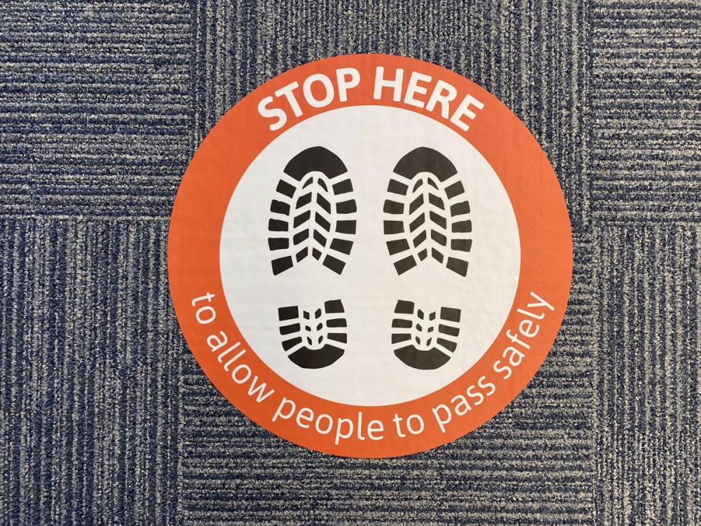 Stop Here Feet Floor Sticker