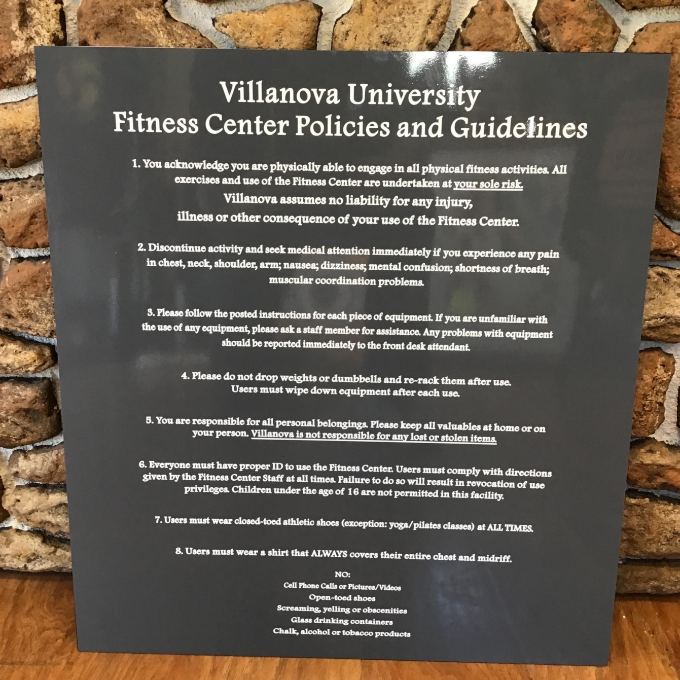 Villanova University Fitness Center Polices and Guidelines
